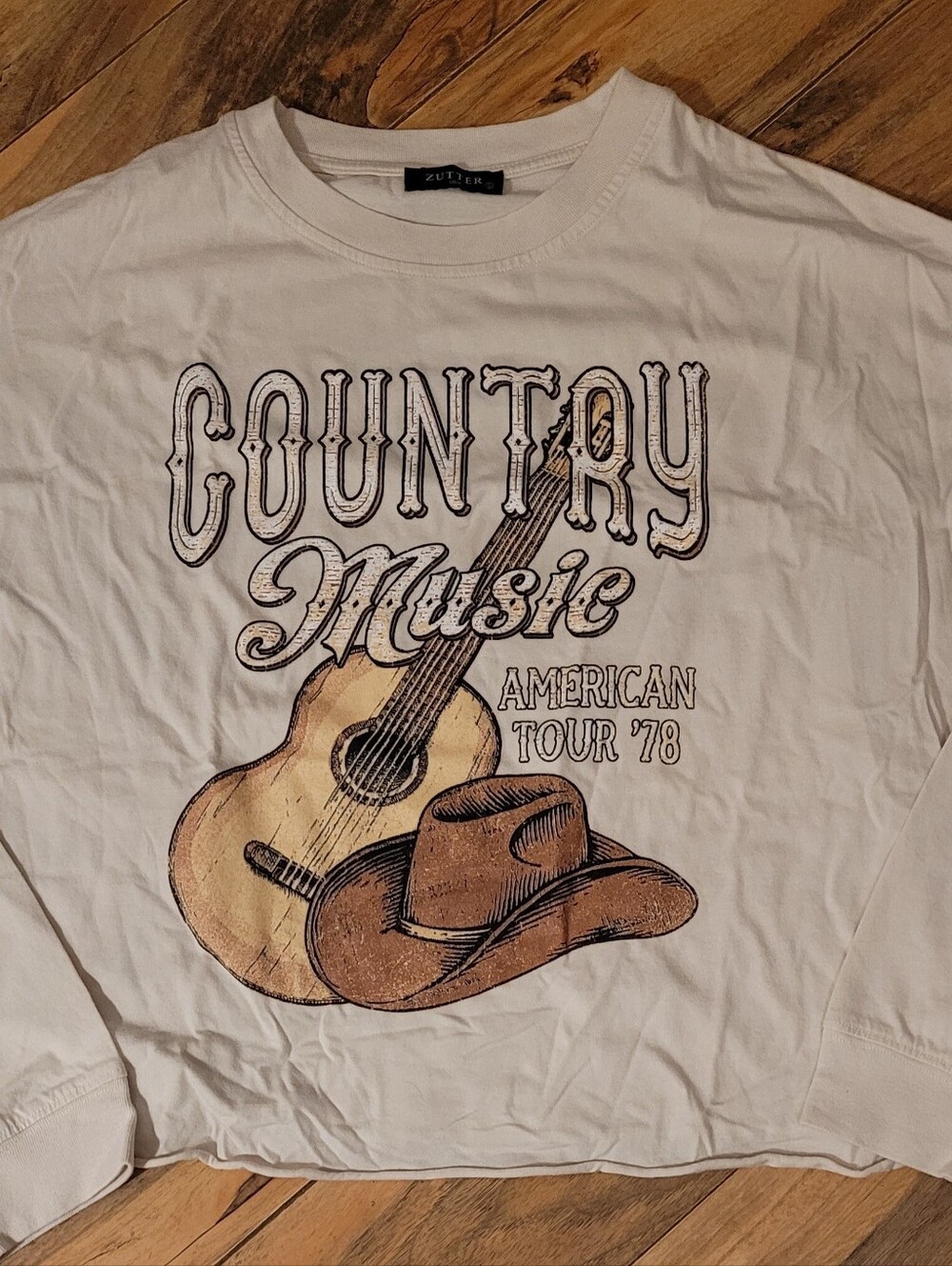 Country Music American Tour '78 Graphic L/s Tee, Zutter Brand, Neutral, NWOT, S